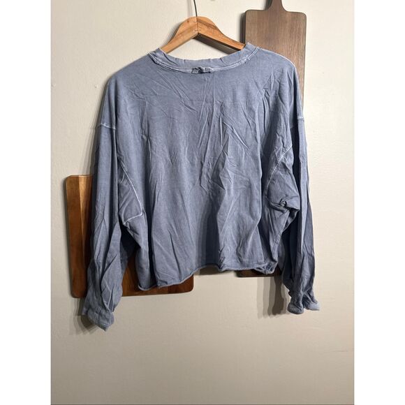 Free People Latte Blue Long Sleeve Oversized Thermal Inspire Layer T-Shirt Small - Picture 2 of 4